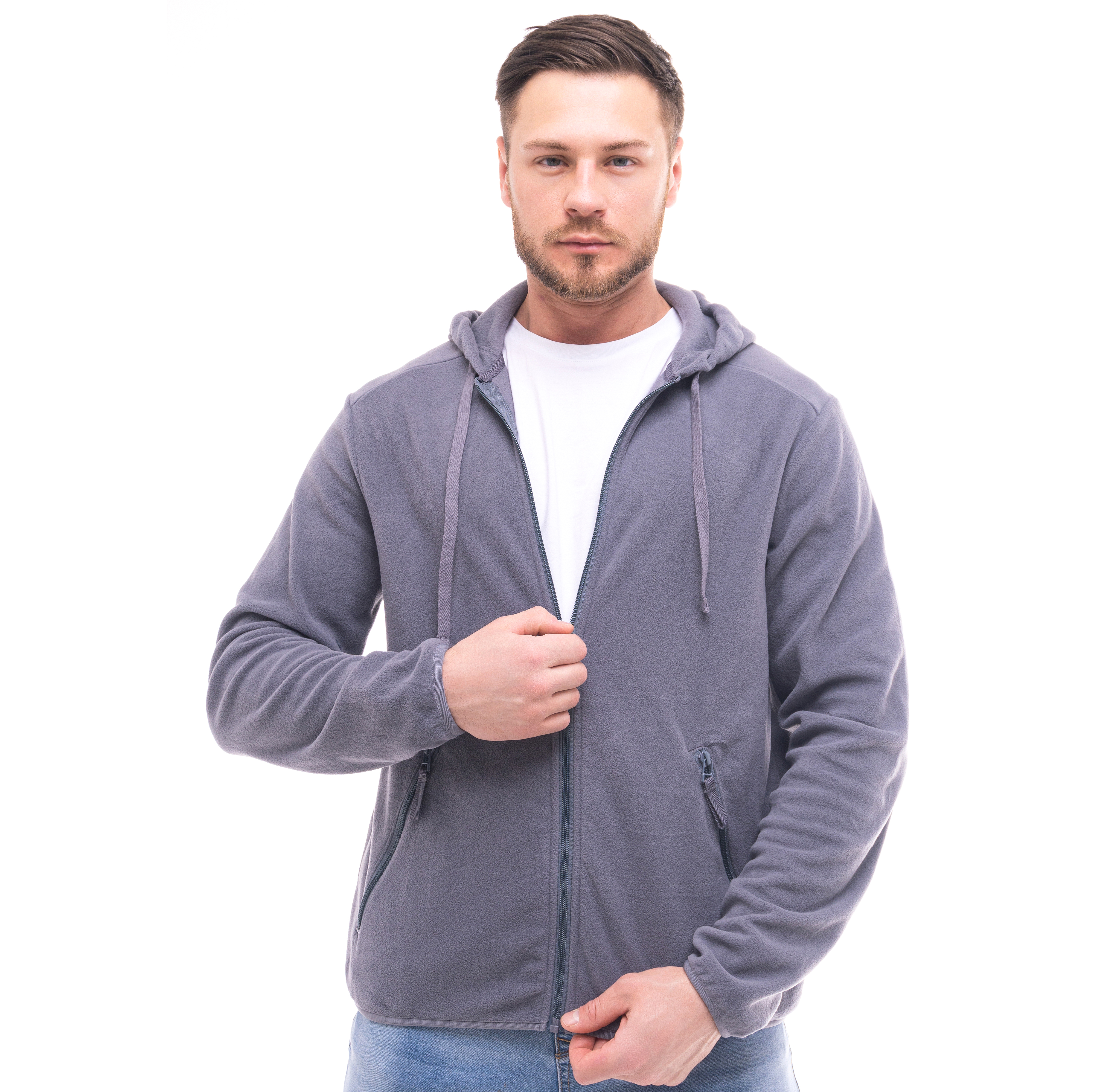 Толстовка флисовая мужская арт. JF-02 серый Толстовка флисовая мужская арт. JF-02 серый
