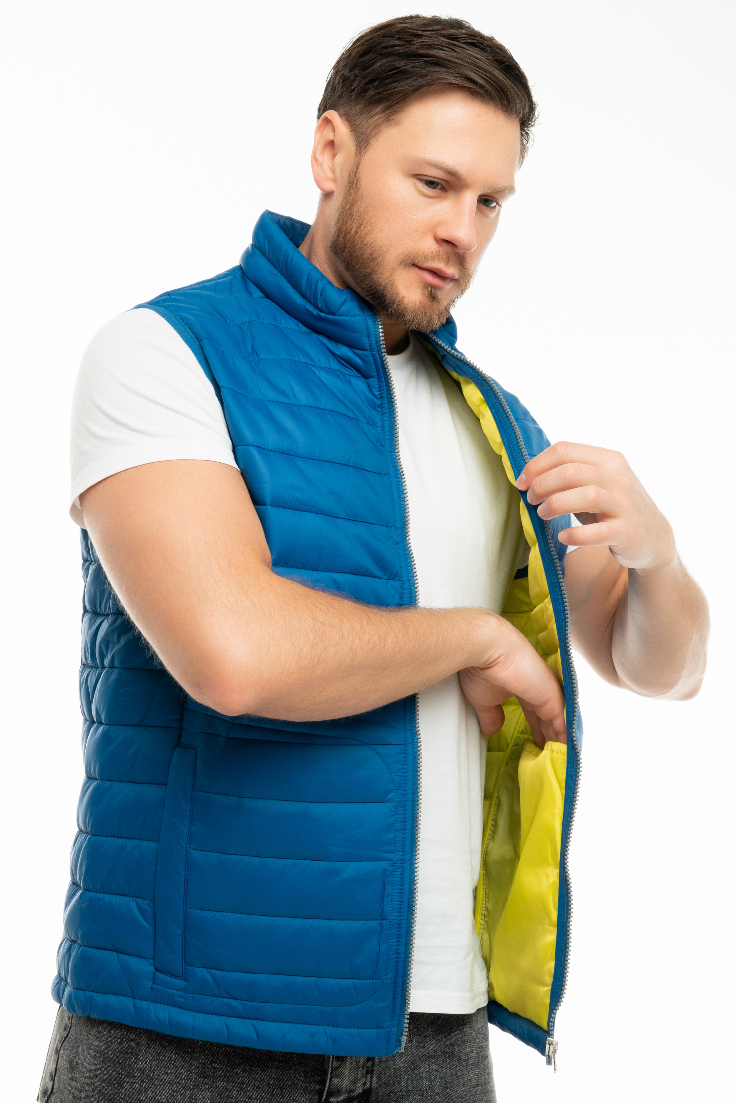 Жилет утепленный арт. J-01 цв. васильковый/лимонный Жилет утепленный арт. J-01 цв. васильковый/лимонный