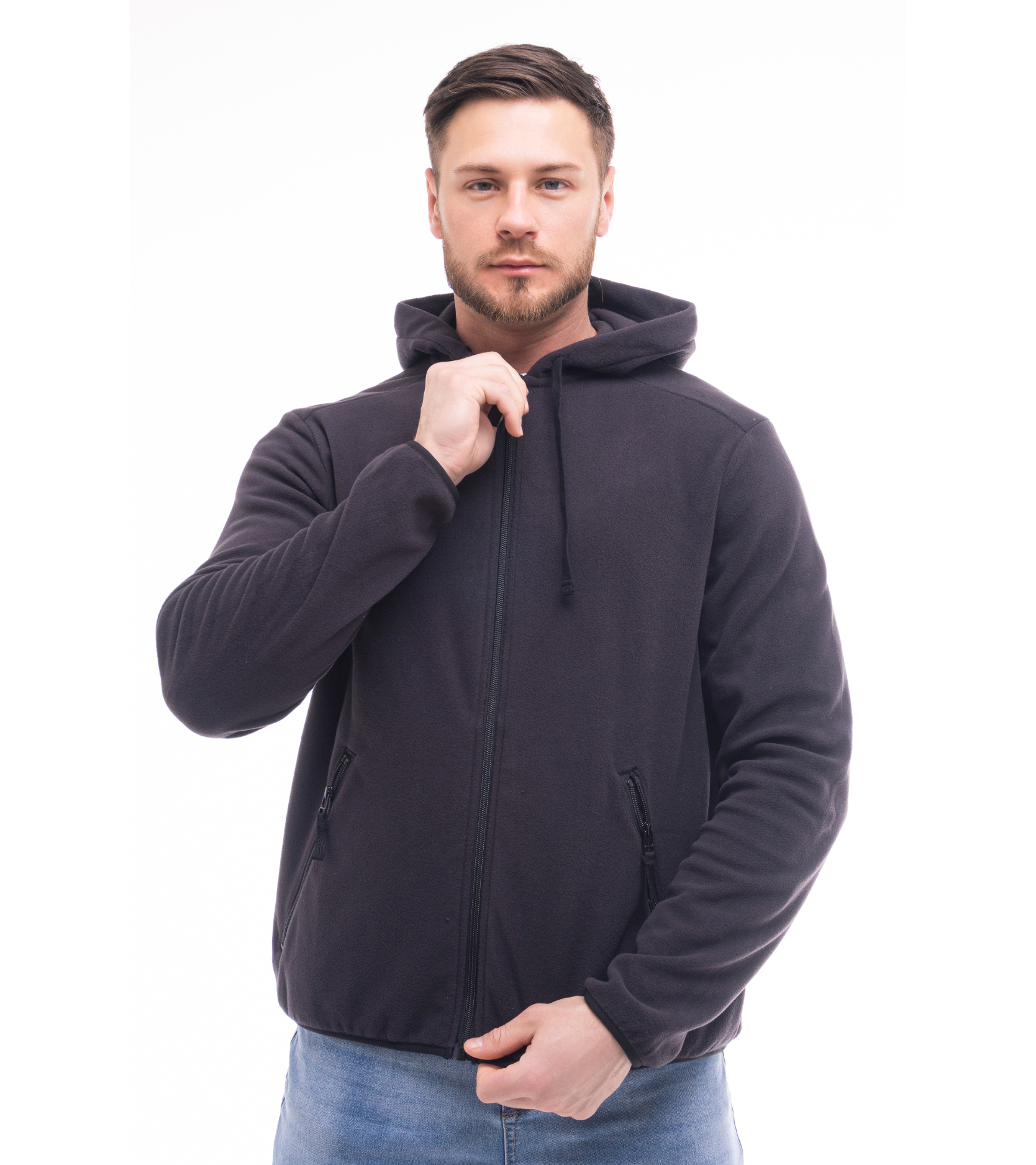 Толстовка флисовая мужская арт. JF-02 черный Толстовка флисовая мужская арт. JF-02 черный