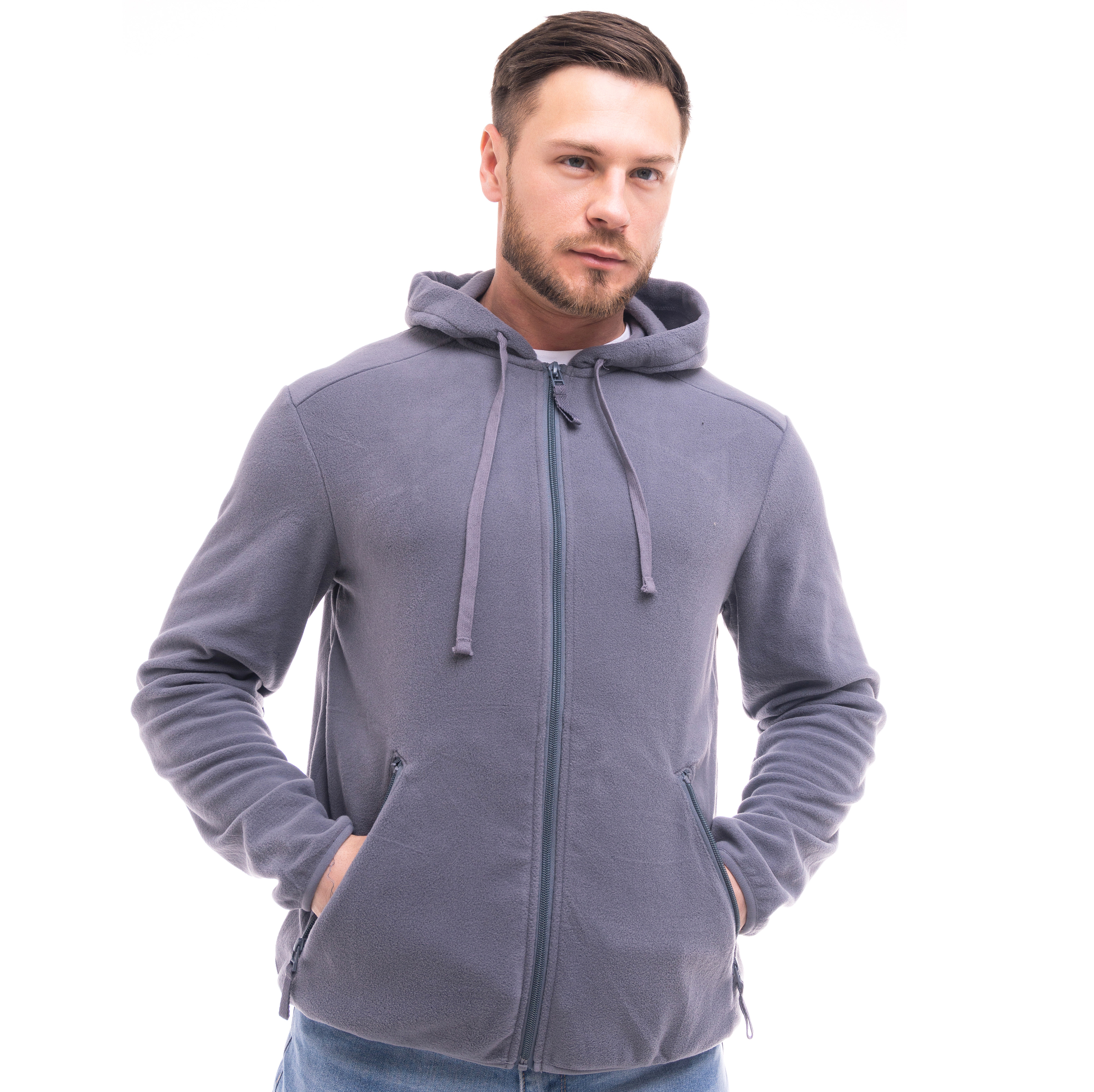 Толстовка флисовая мужская арт. JF-02 серый Толстовка флисовая мужская арт. JF-02 серый