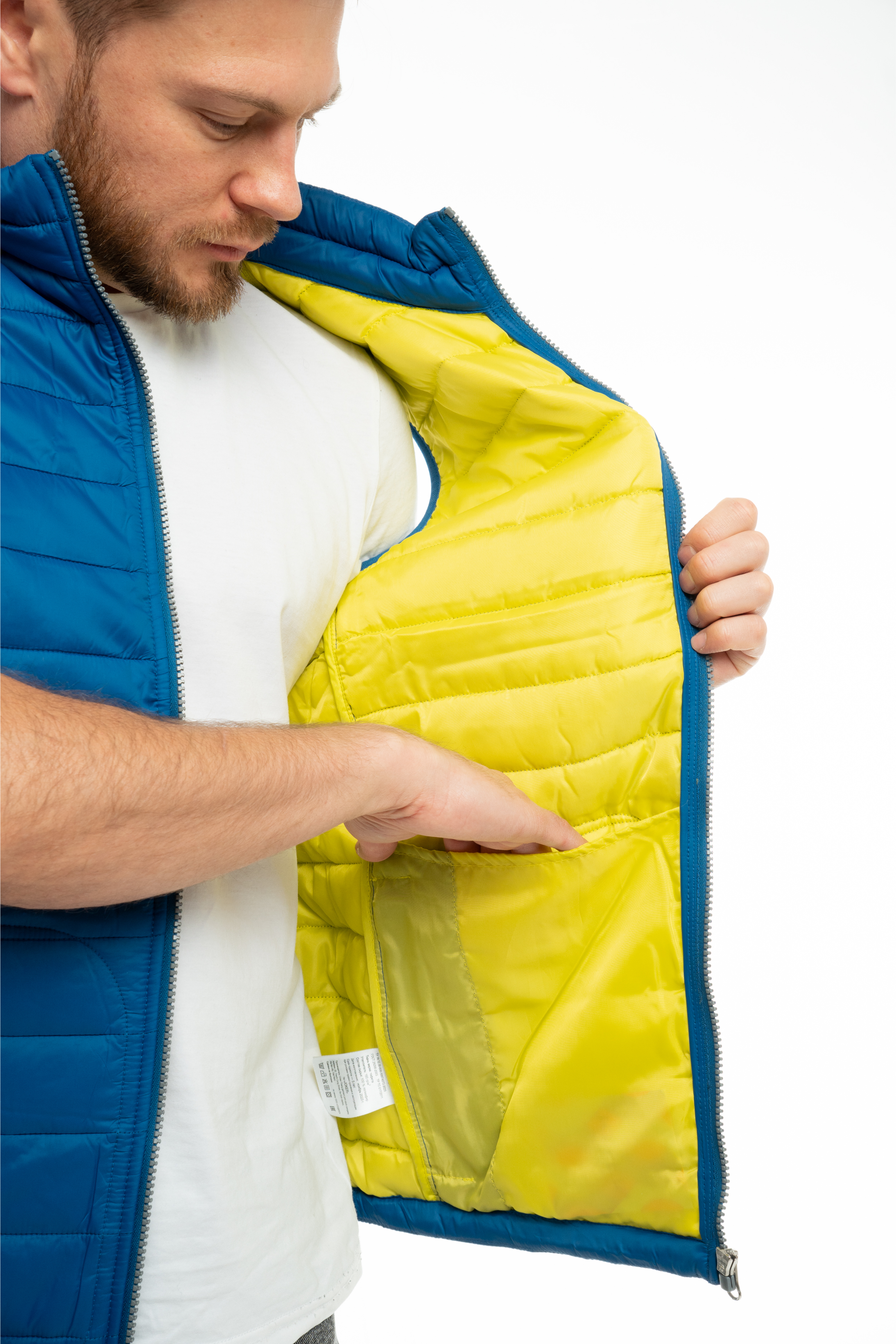 Жилет утепленный арт. J-01 цв. васильковый/лимонный Жилет утепленный арт. J-01 цв. васильковый/лимонный