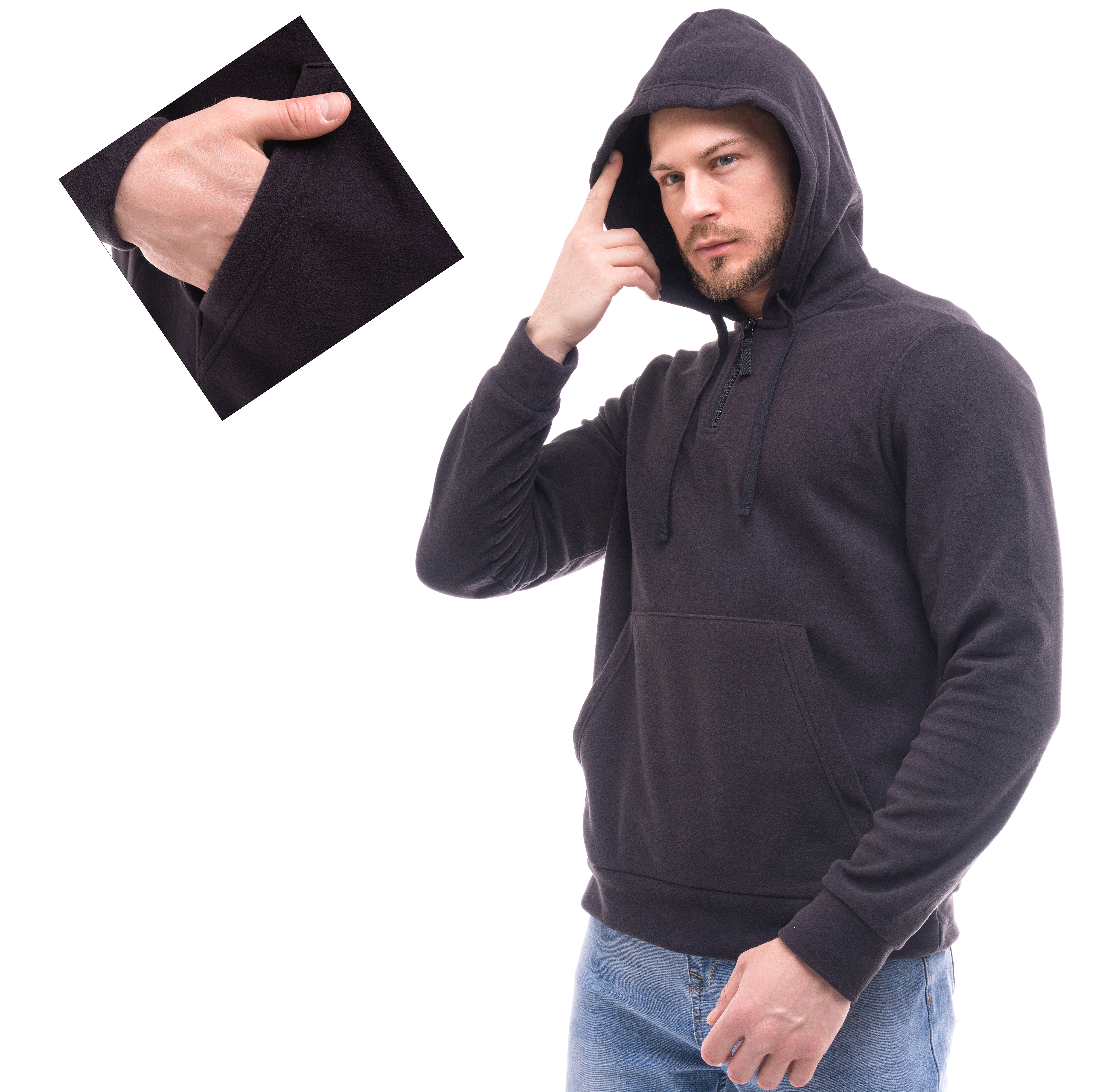 Толстовка флисовая мужская арт. JF-03 черный Толстовка флисовая мужская арт. JF-03 черный