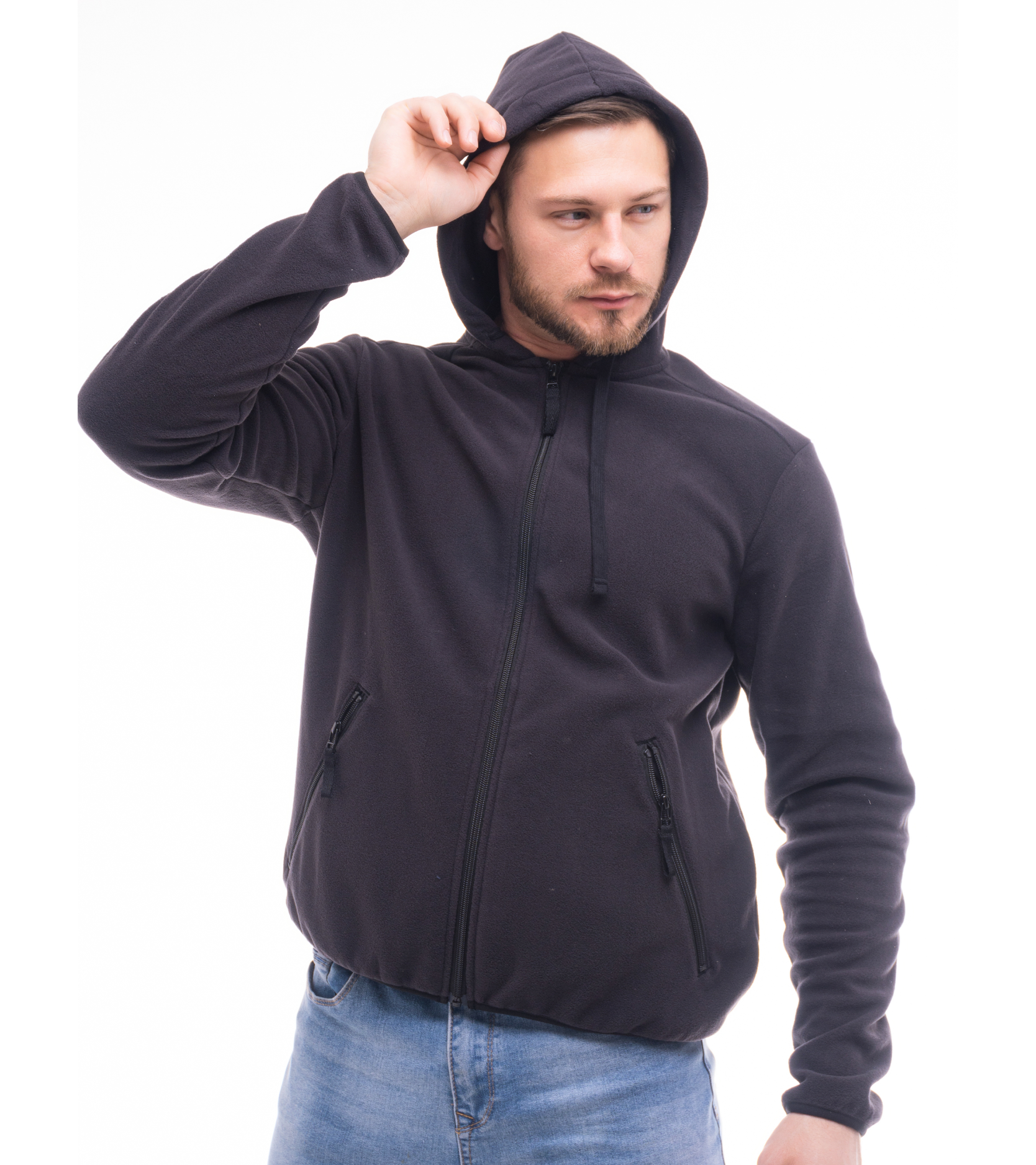 Толстовка флисовая мужская арт. JF-02 черный Толстовка флисовая мужская арт. JF-02 черный