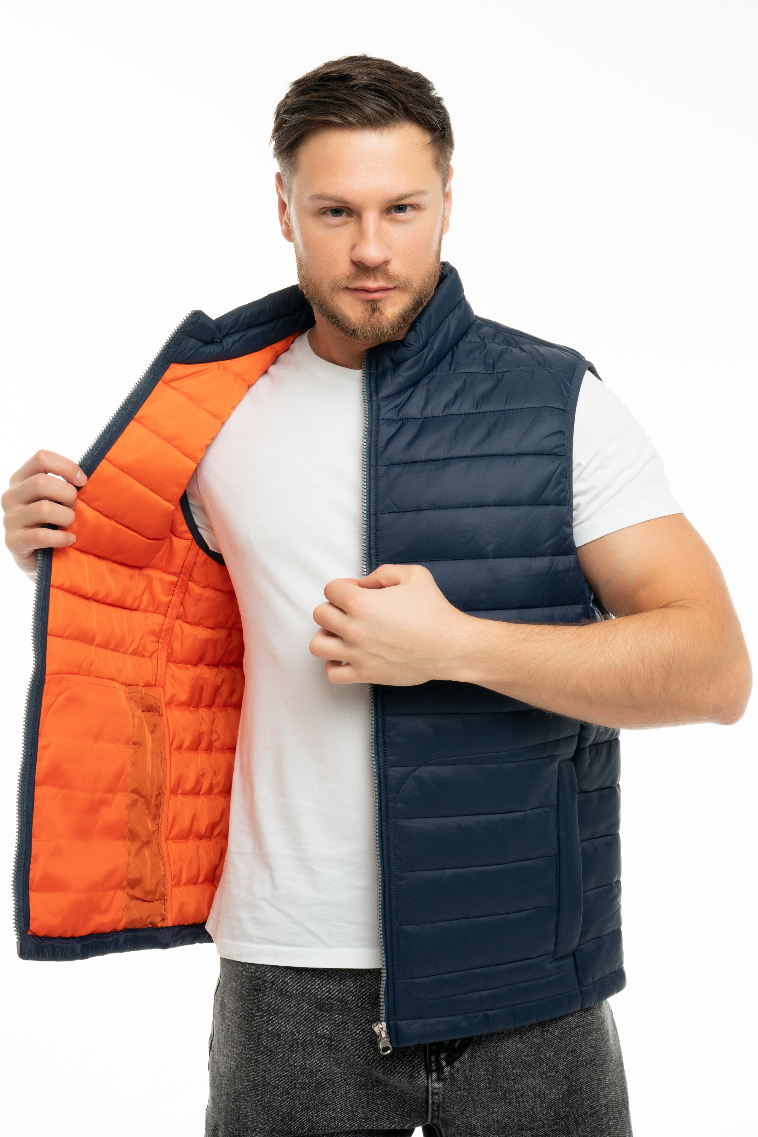 Жилет утепленный арт. J-01 цв. синий/оранжевый Жилет утепленный арт. J-01 цв. синий/оранжевый