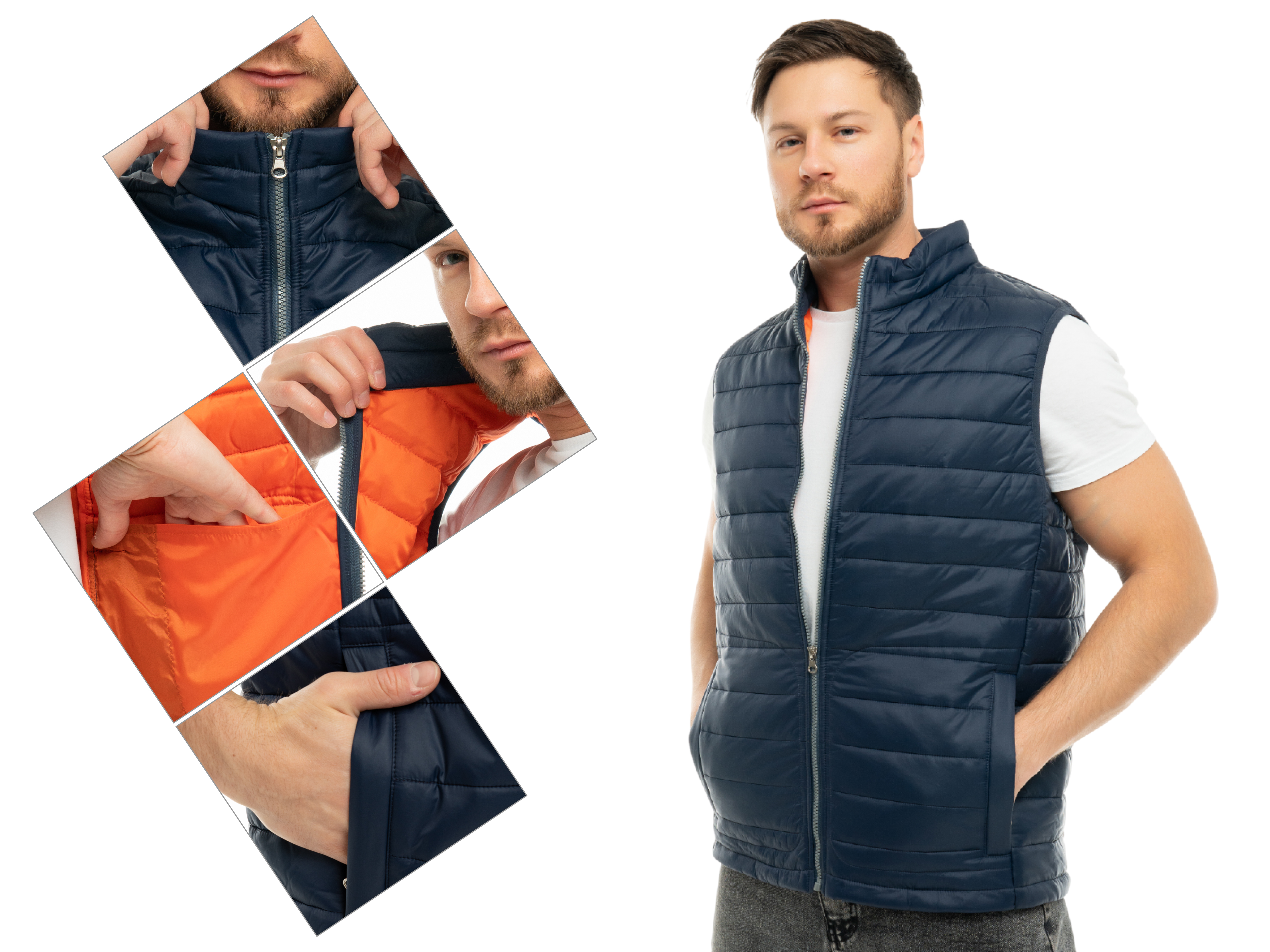 Жилет утепленный арт. J-01 цв. синий/оранжевый Жилет утепленный арт. J-01 цв. синий/оранжевый